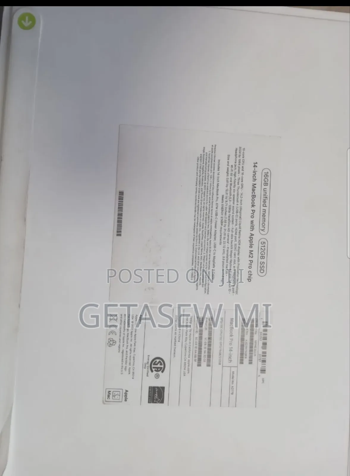 New Apple MacBook Pro 2023 M3 14-Inch 16GB Apple M3 Pro SSD 512GB