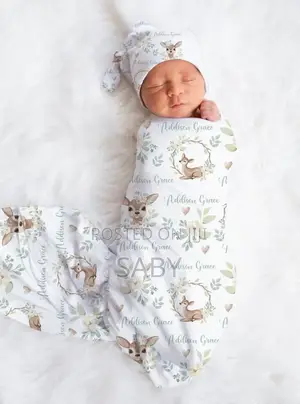Newborn Swaddle Receiving Blanket Hat