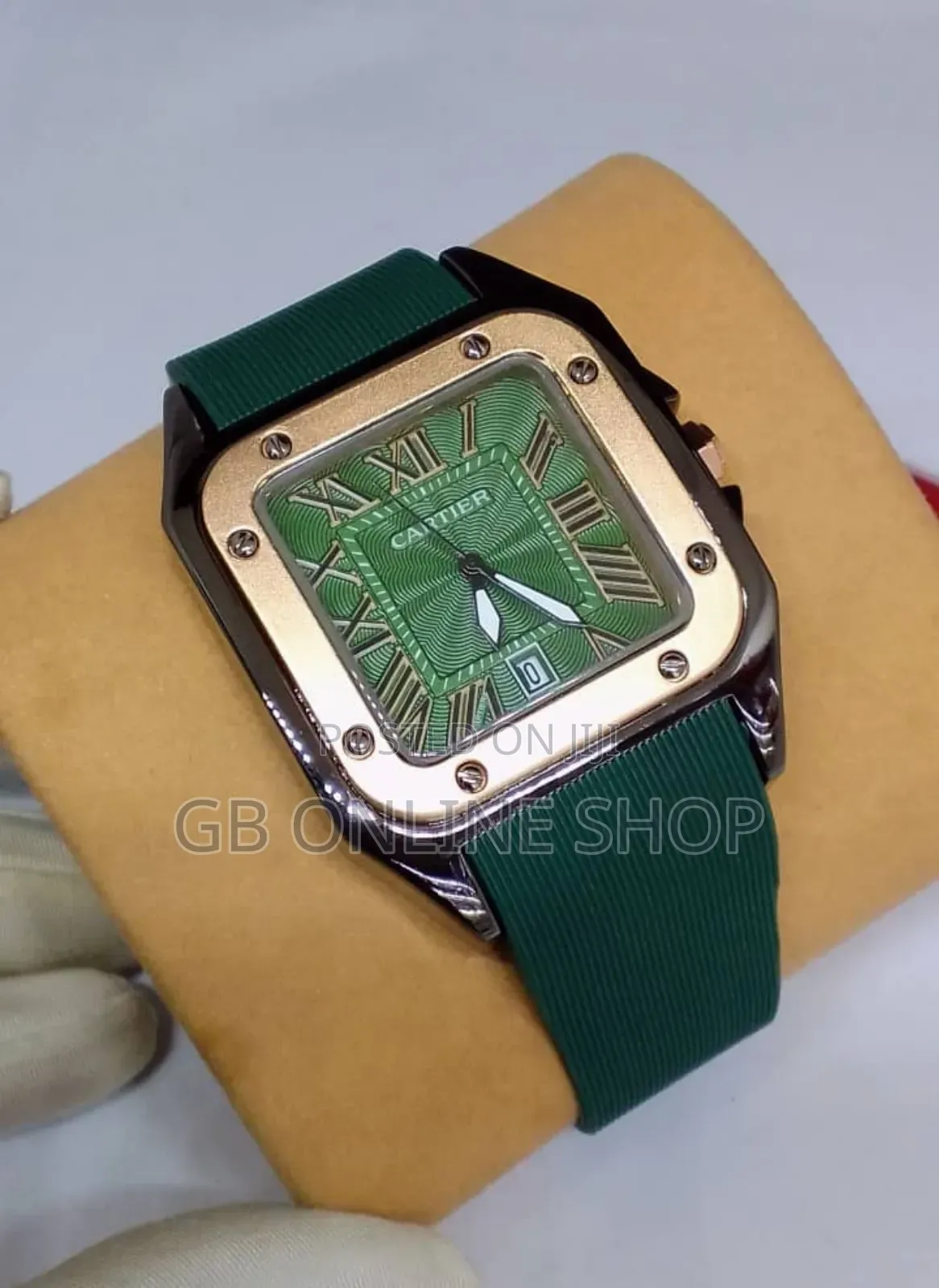 Cartier Rubber Wristwatch- Green Face