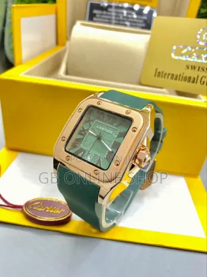 Cartier Rubber Wristwatch- Green Face