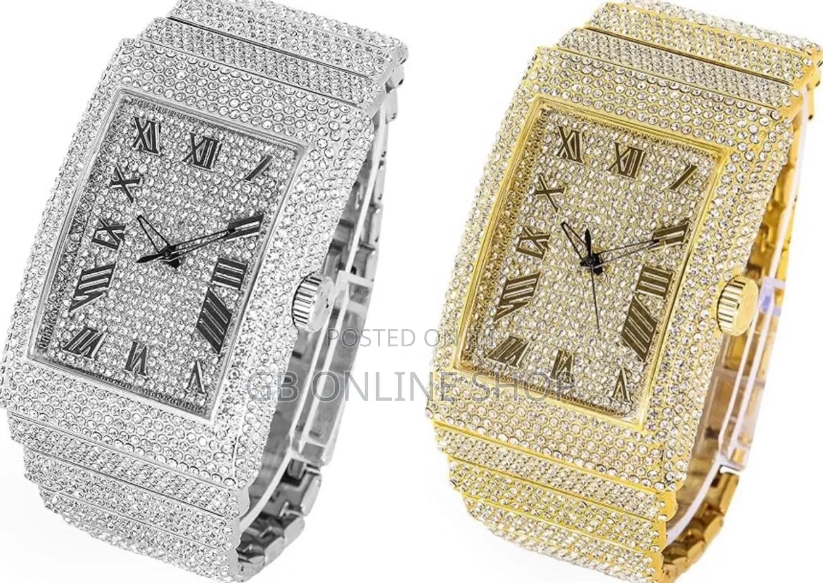 Men Full Iced Band Simulated Hip Hop Metal Icy Watch