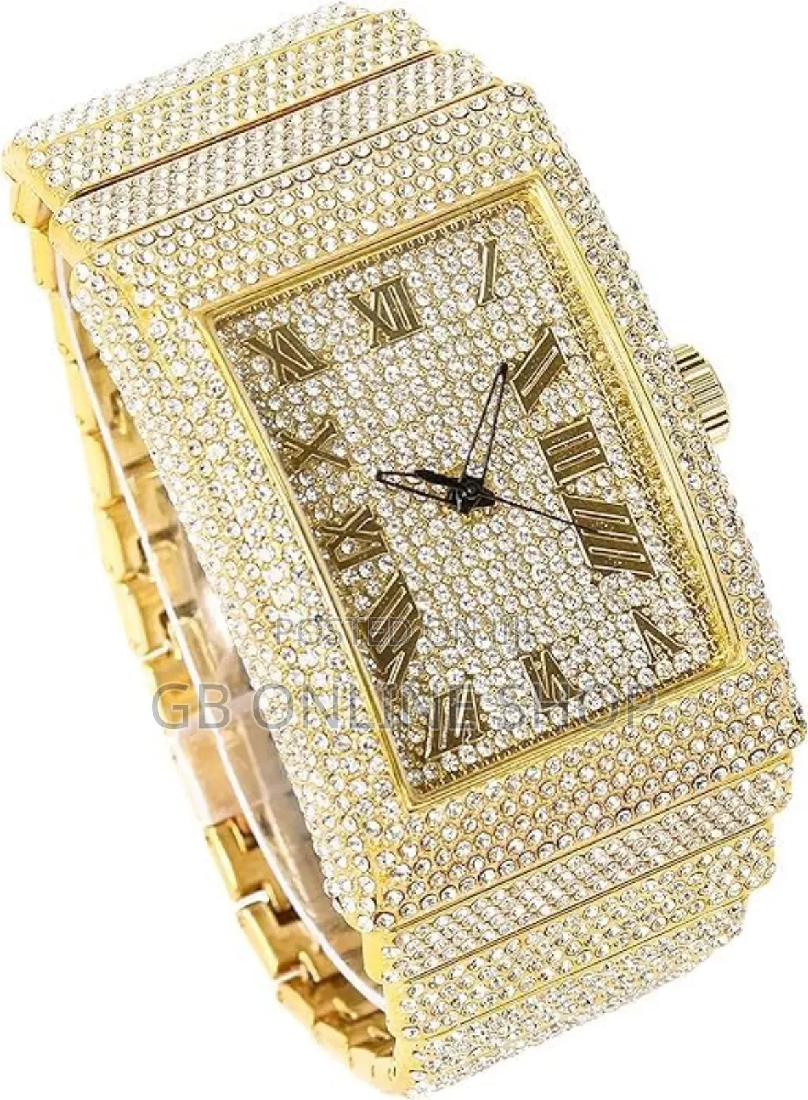 Men Full Iced Band Simulated Hip Hop Metal Icy Watch