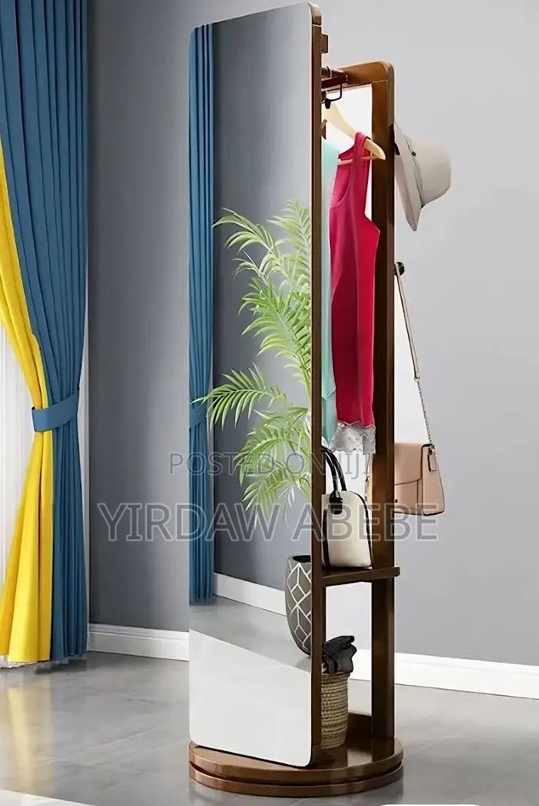 Full Mirror Stand With Shelf