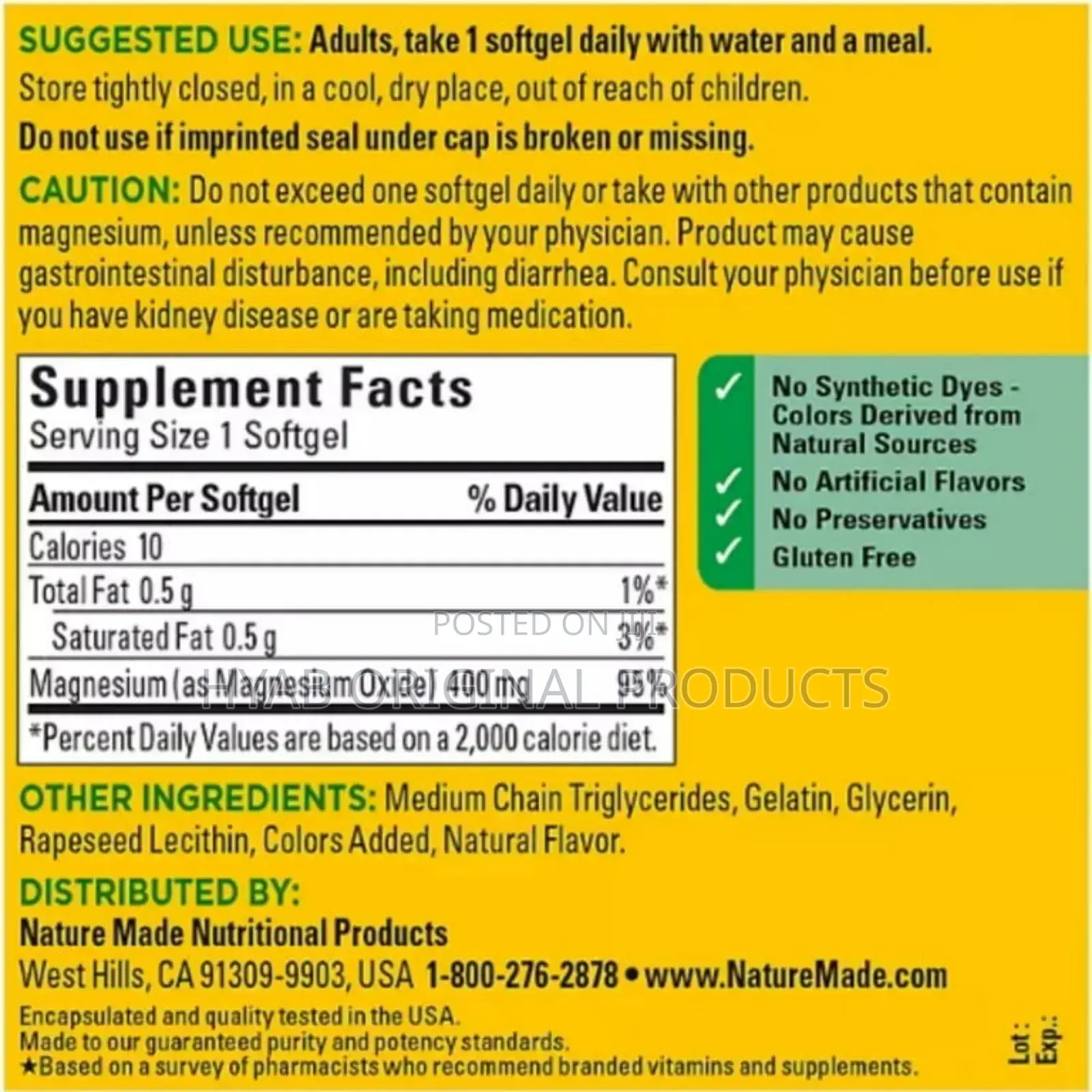 Magnesium 400 Mg 150 Softgels