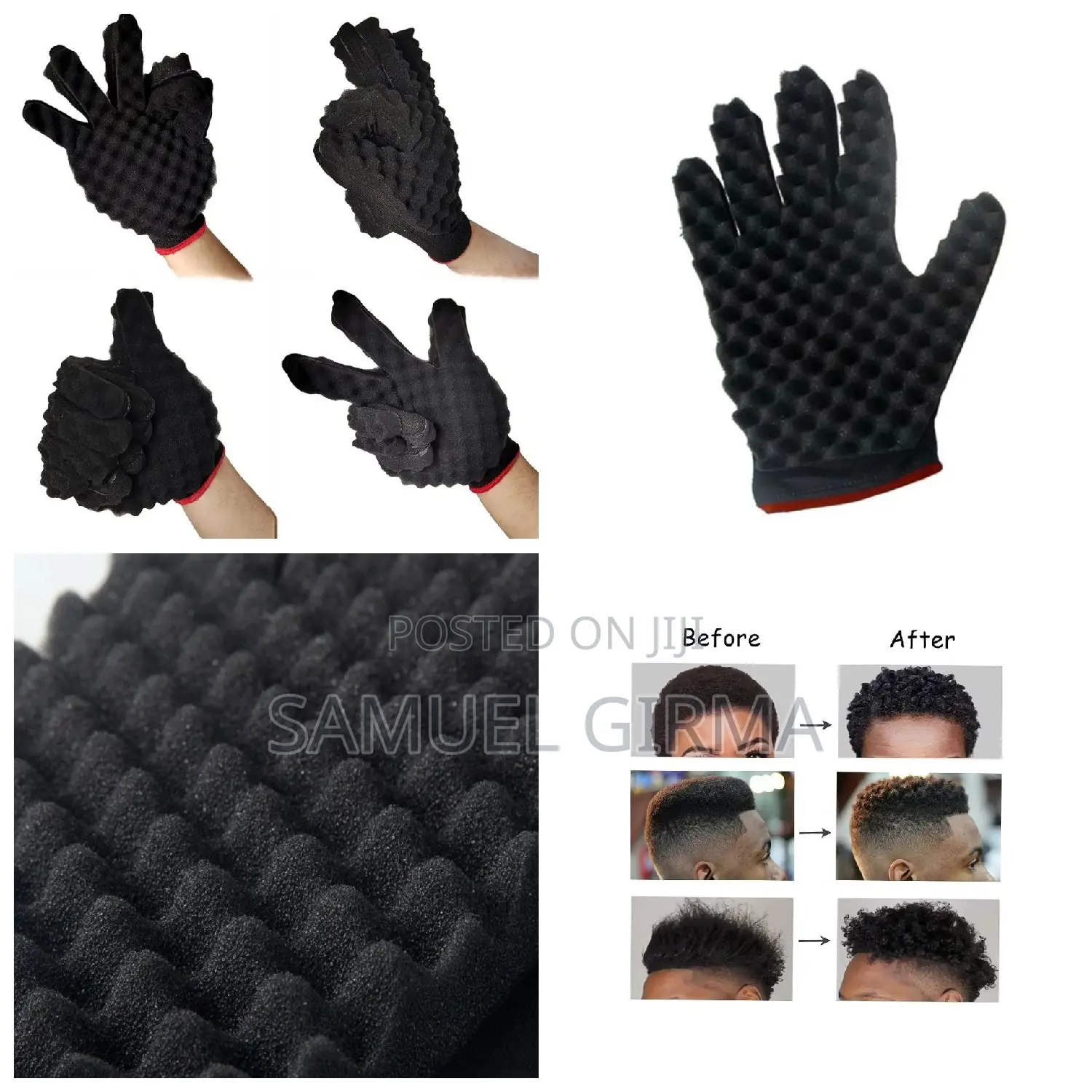  1pcs Double-Sided Hair Curl Twist Sponge Gloves