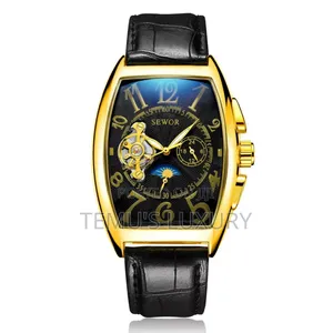 Sewor Gold Black Tourbillon Luxury Mens Wrist Watch