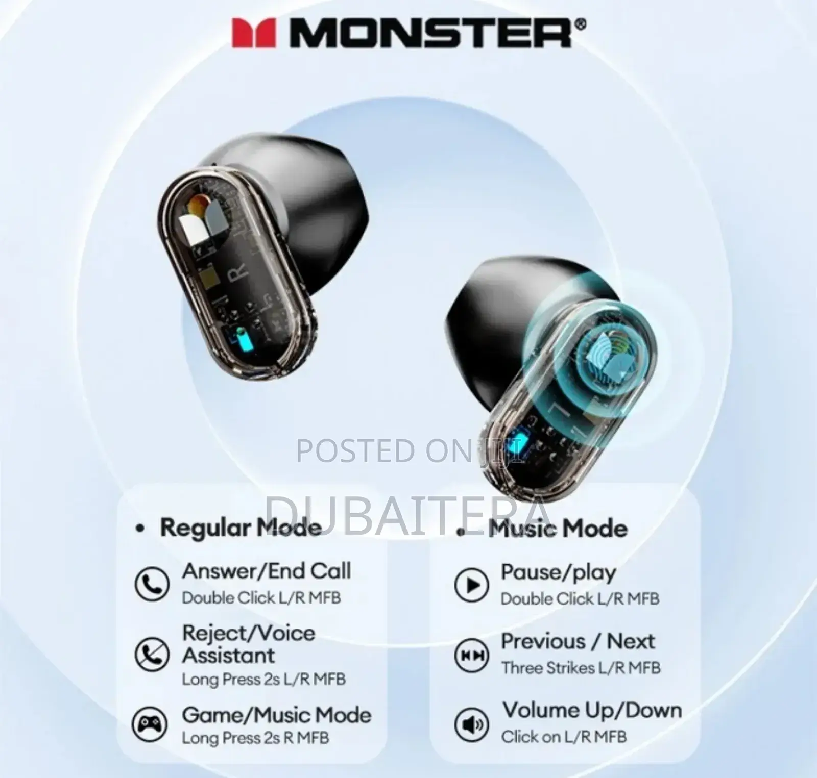Monster Noise Reduction Long Standby Earbuds Transparent