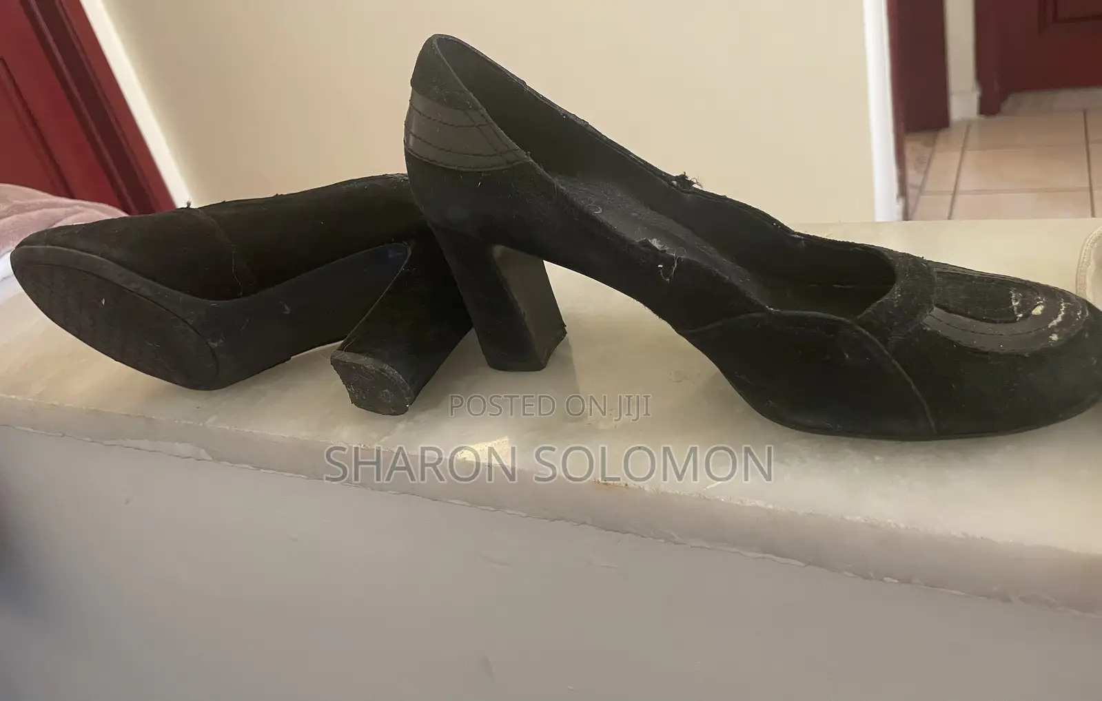 Vintage Black Block Heel Pumps