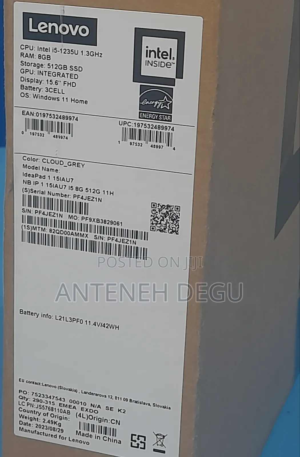 New Laptop Lenovo Ideapad 3 8GB Intel Core I5 SSD 512GB