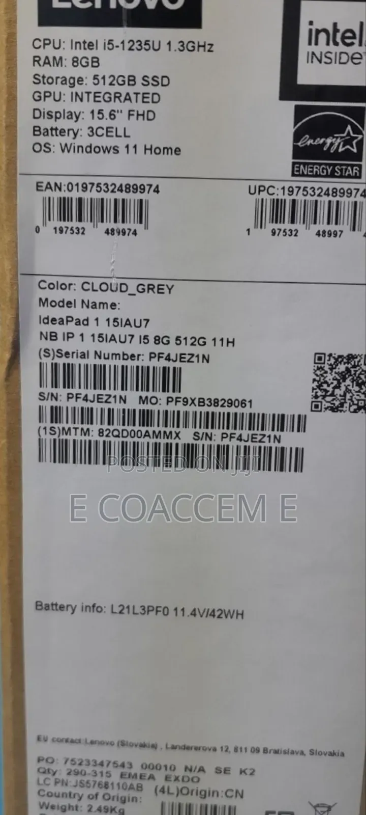 New Laptop Lenovo 8GB Intel Core I5 SSD 512GB