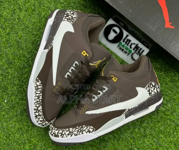 Air Jordan 3 Retro X Travis Scott Cactus Jack Mocha Shoes