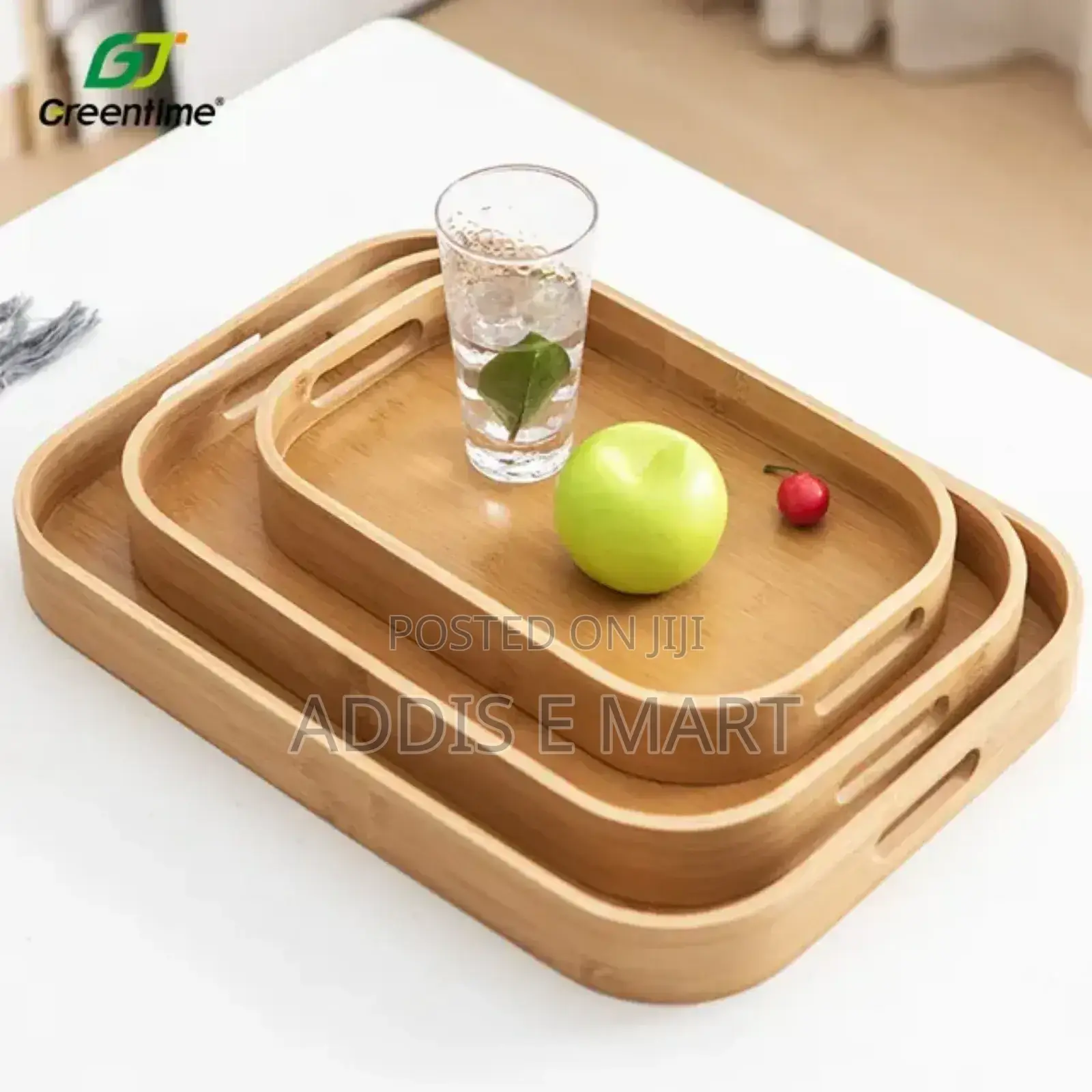3 PCS Bamboo Pallet Food Trayሶስት የተለያየ ሳይዝ በ አንድ