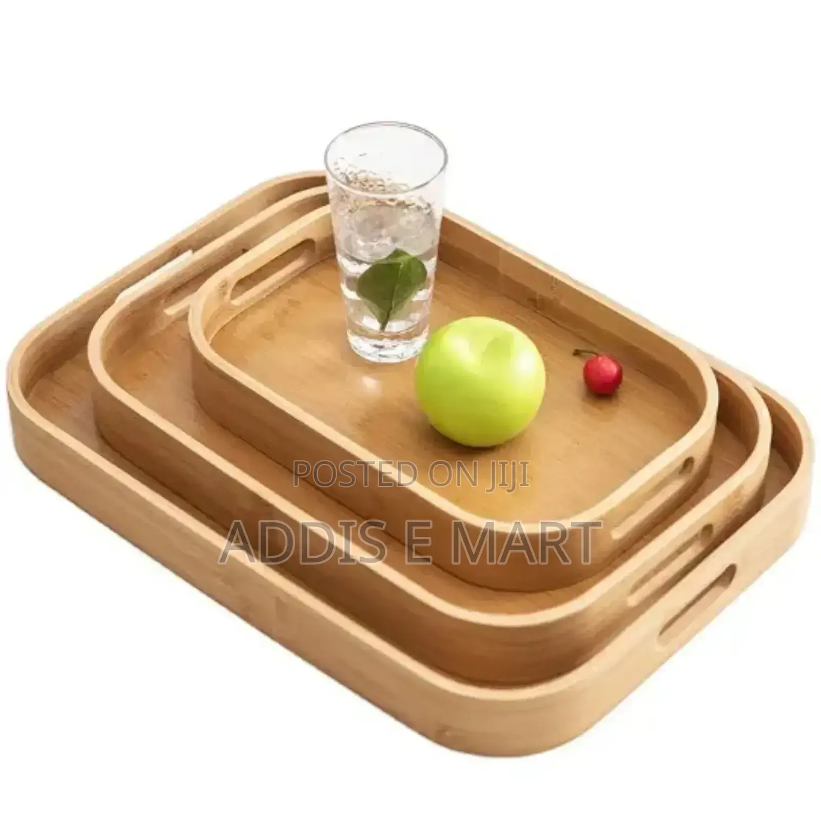 3 PCS Bamboo Pallet Food Trayሶስት የተለያየ ሳይዝ በ አንድ
