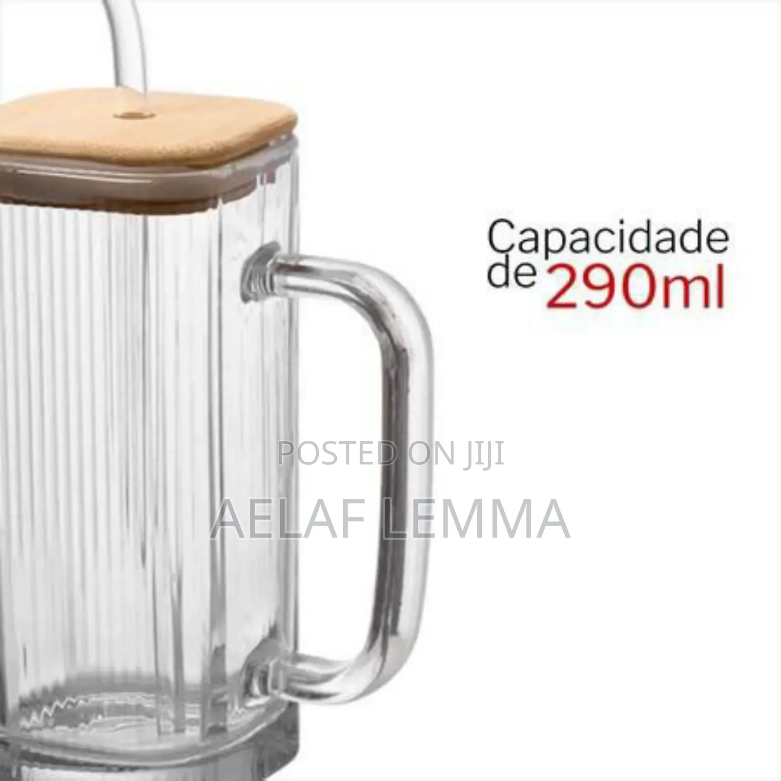 Glass Drinking Mug With Straw