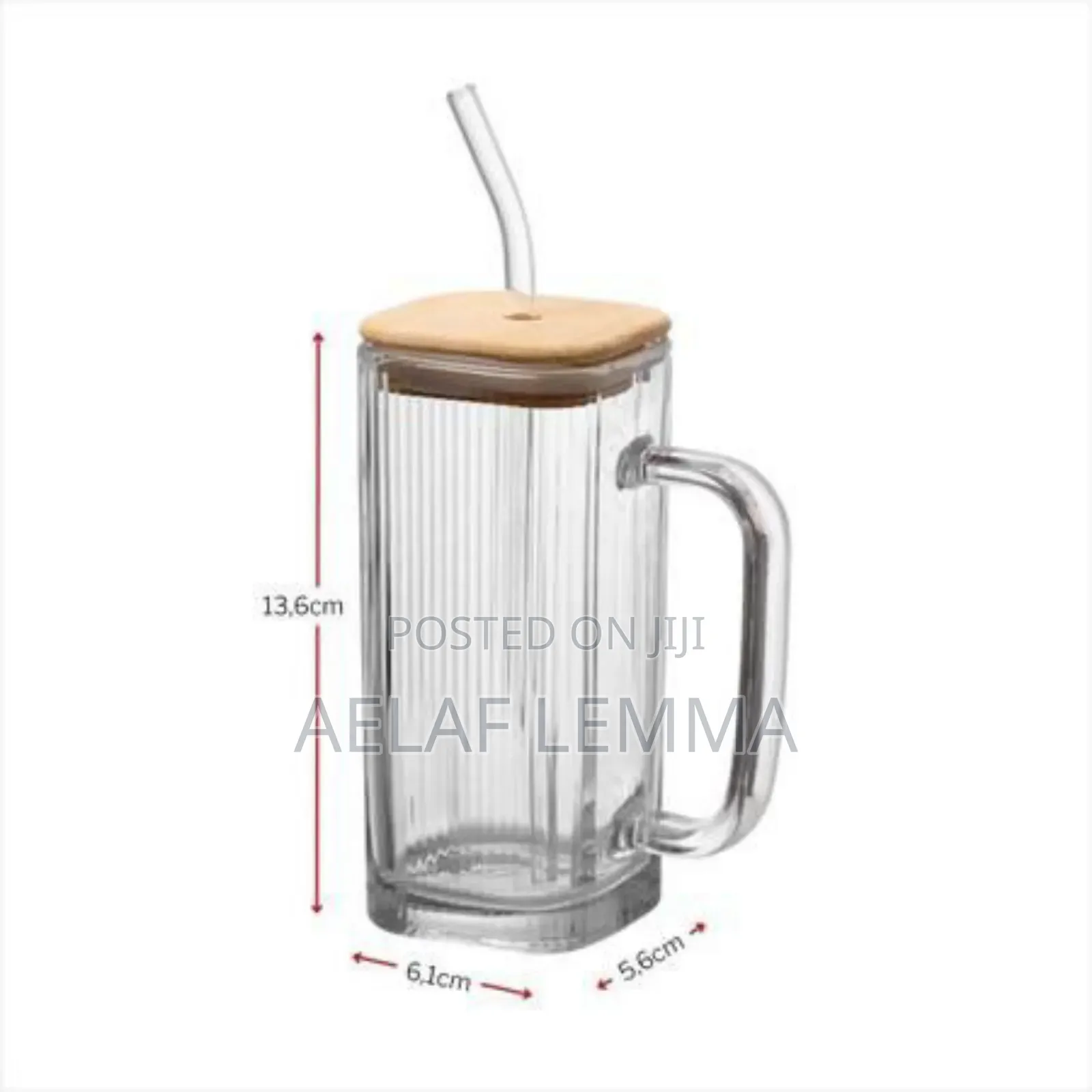 Glass Drinking Mug With Straw
