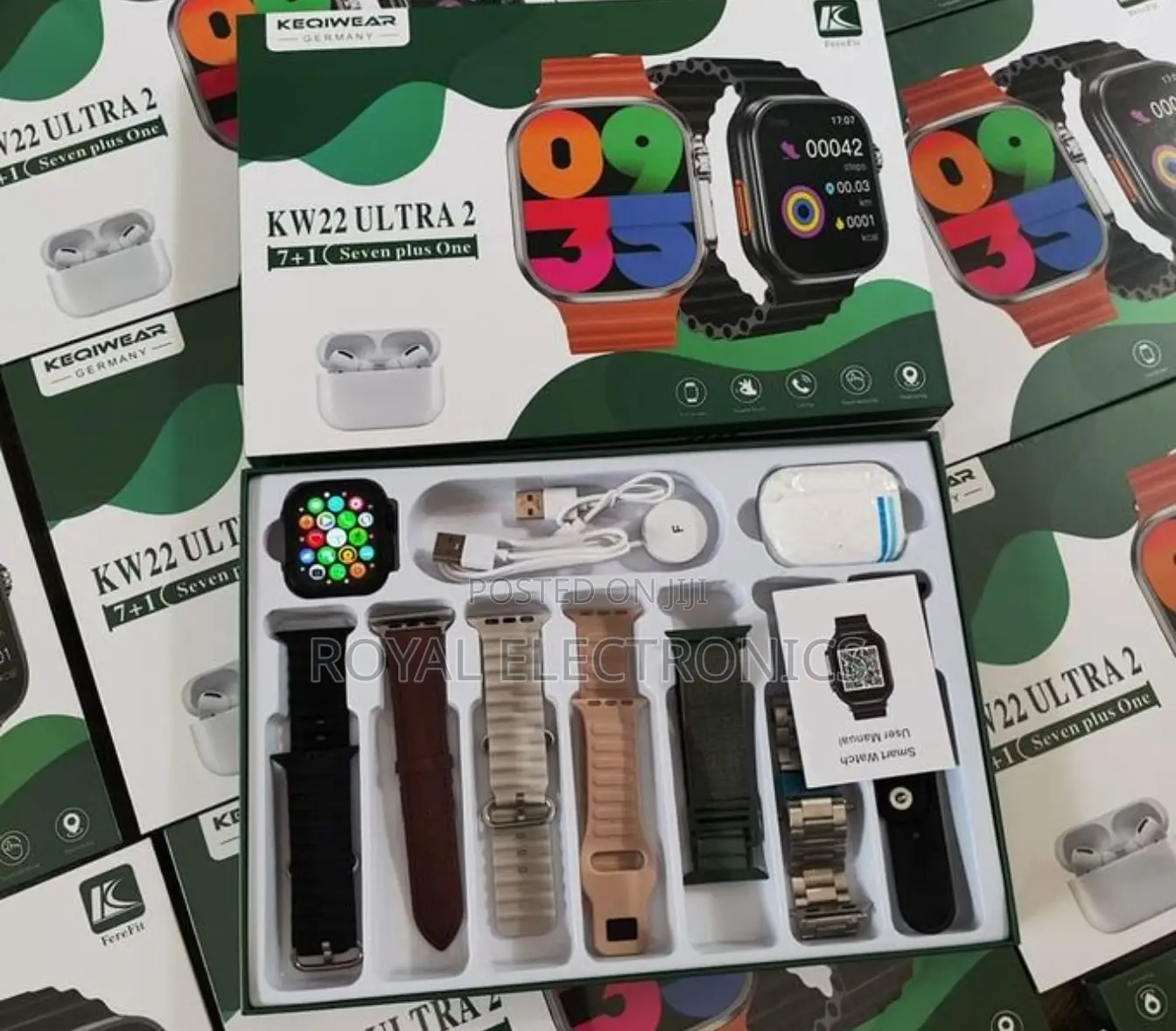 KEQIWEAR Germany 7 Straps SMART Watch With Airpods