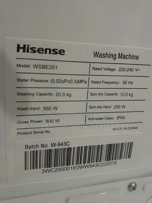Hisense 20kg Washing Machine
