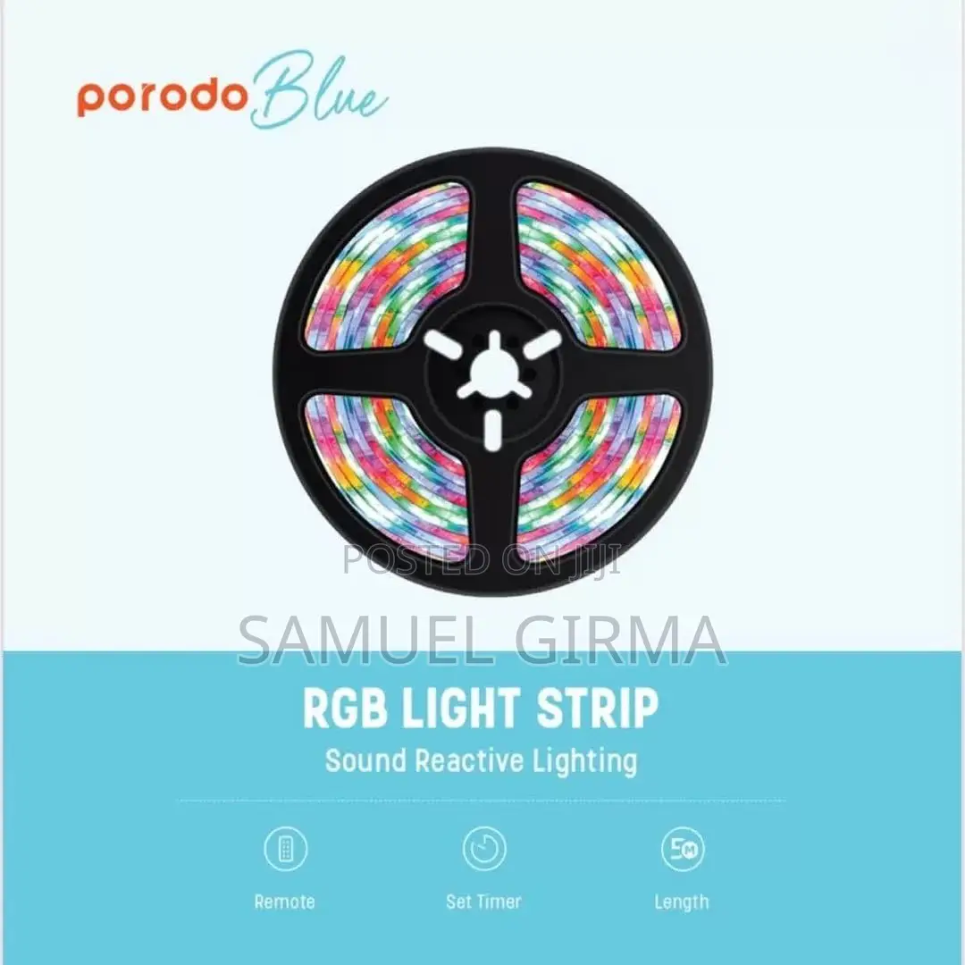 Porodo Blue Sound RGB Strip Light With Remote Control