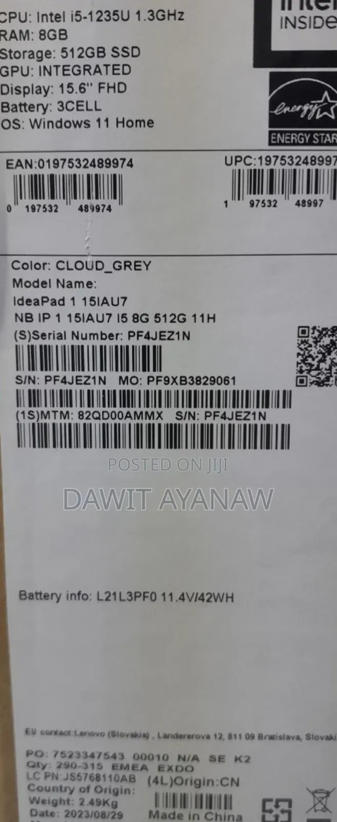New Laptop Lenovo Ideapad 3 16GB Intel Core I5 SSD 512GB