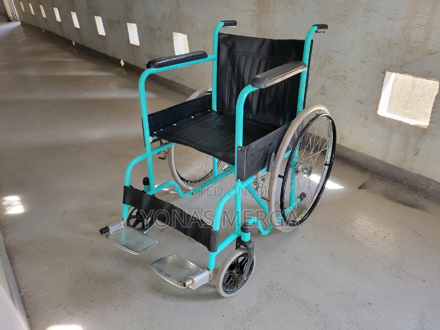Blue Black ( Base ) Fixed 150 Kg Manual Folding Wheelchair
