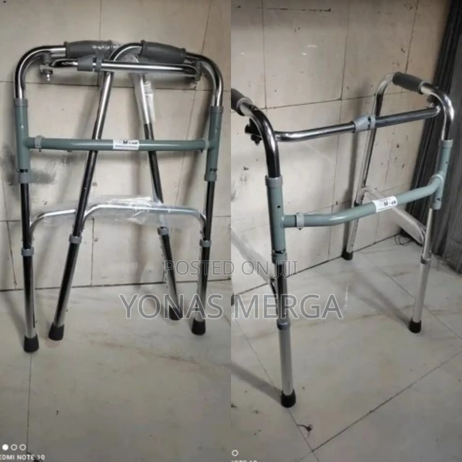 Adjustable Folding Walker/With a One Touch Button Release.