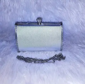 Elegant Silver Clutch Purse With Chain Strap Saar Signature