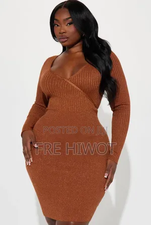 Photo - Majestic Serena v Neck Midi Dress - Brown