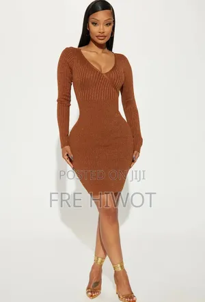 Majestic Serena v Neck Midi Dress - Brown