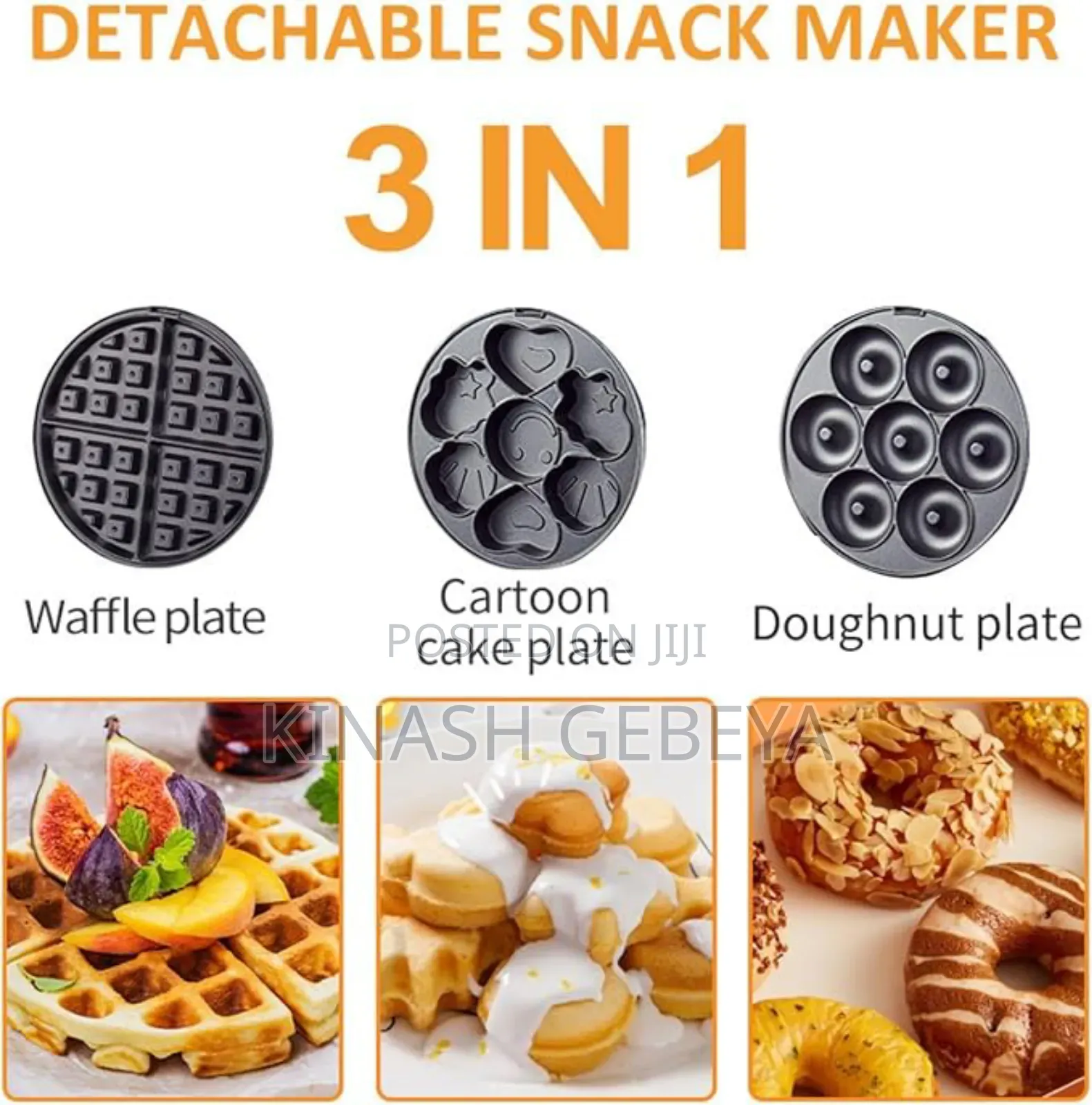 Sokany 3 in 1 Snack Maker(የተለያዩ ብስኩቶች ዶናት መስሪያ