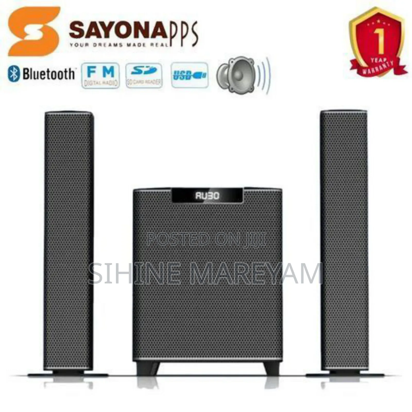 Sayona Apps 16000W Multimedia Speaker USB, FM, Bluetooth
