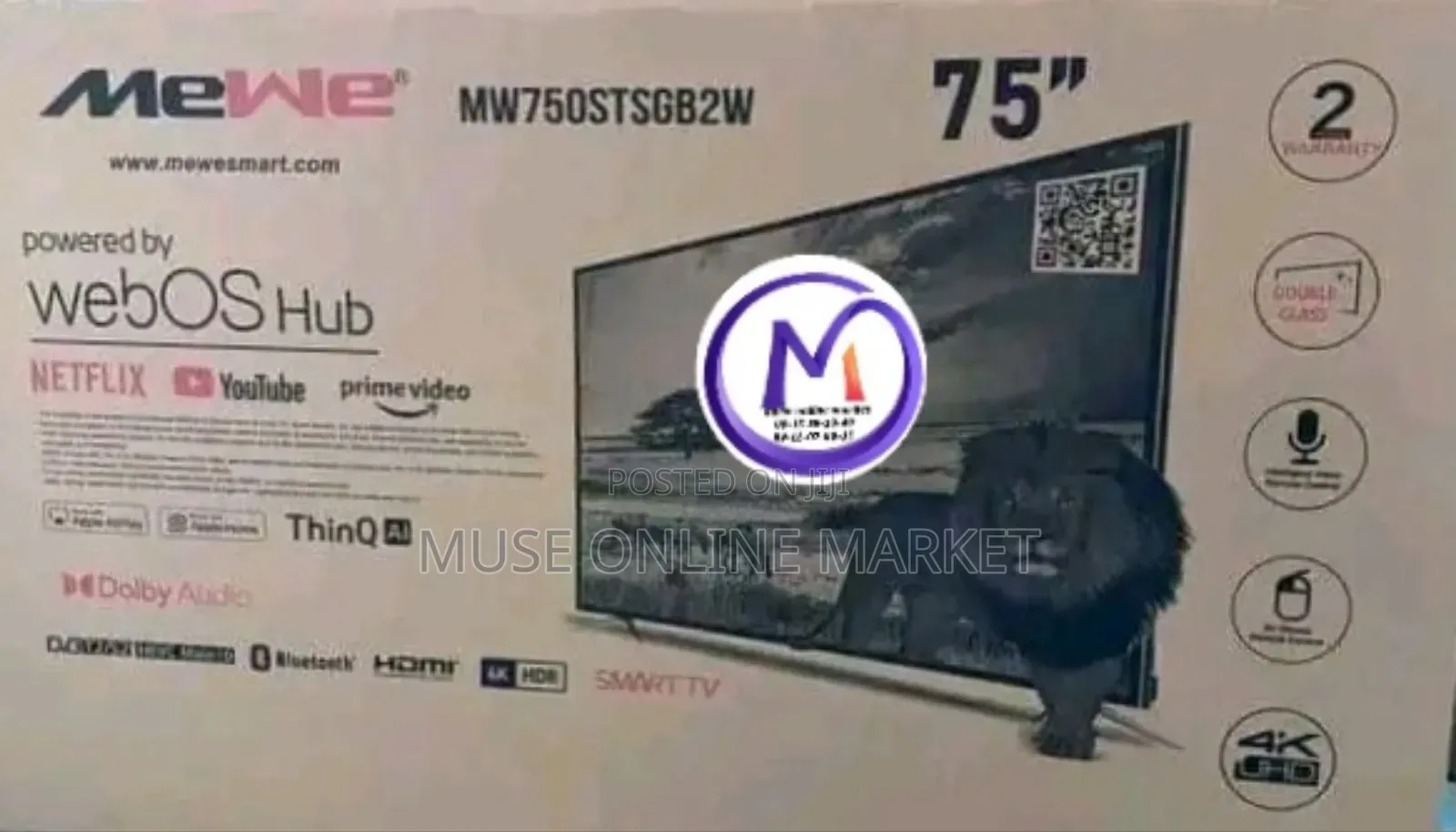 Mewe and Lifestar 75 Inch Smart Android Tv