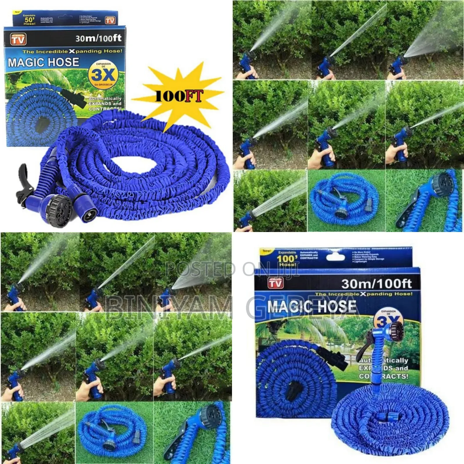 7 አይነት Spraygun ያለዉ 60m/100ft Magic Hose እስከ 30 Metre የሚረጭ
