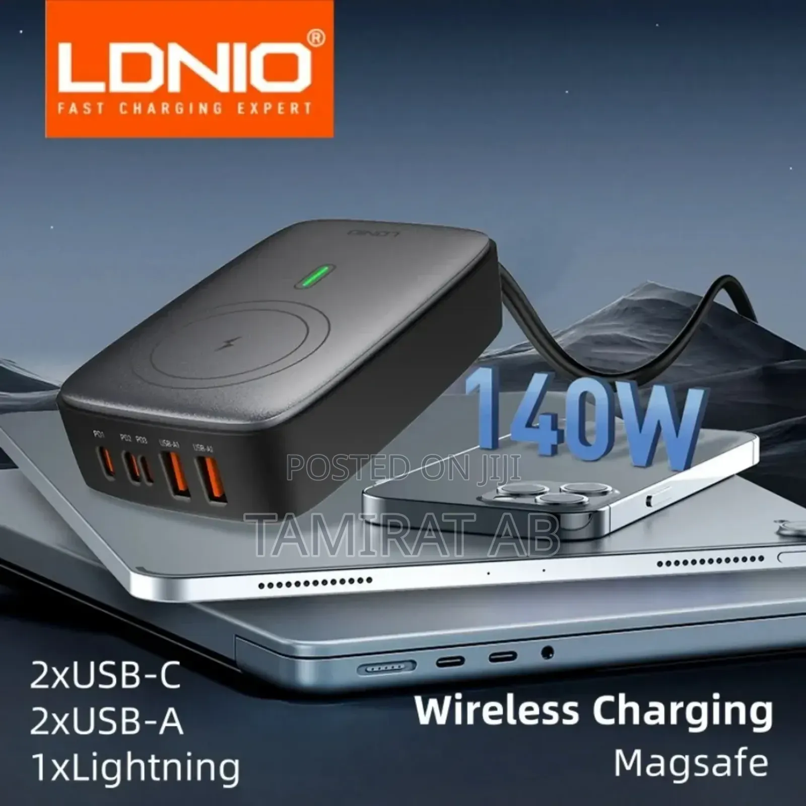 140W Multiport Desktop Charger and Support Wireless Charging