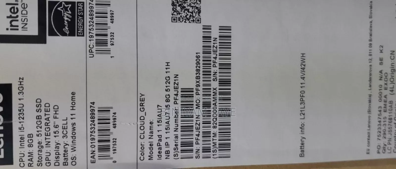 New Laptop Lenovo Ideapad 3 8GB Intel Core I5 SSD 512GB