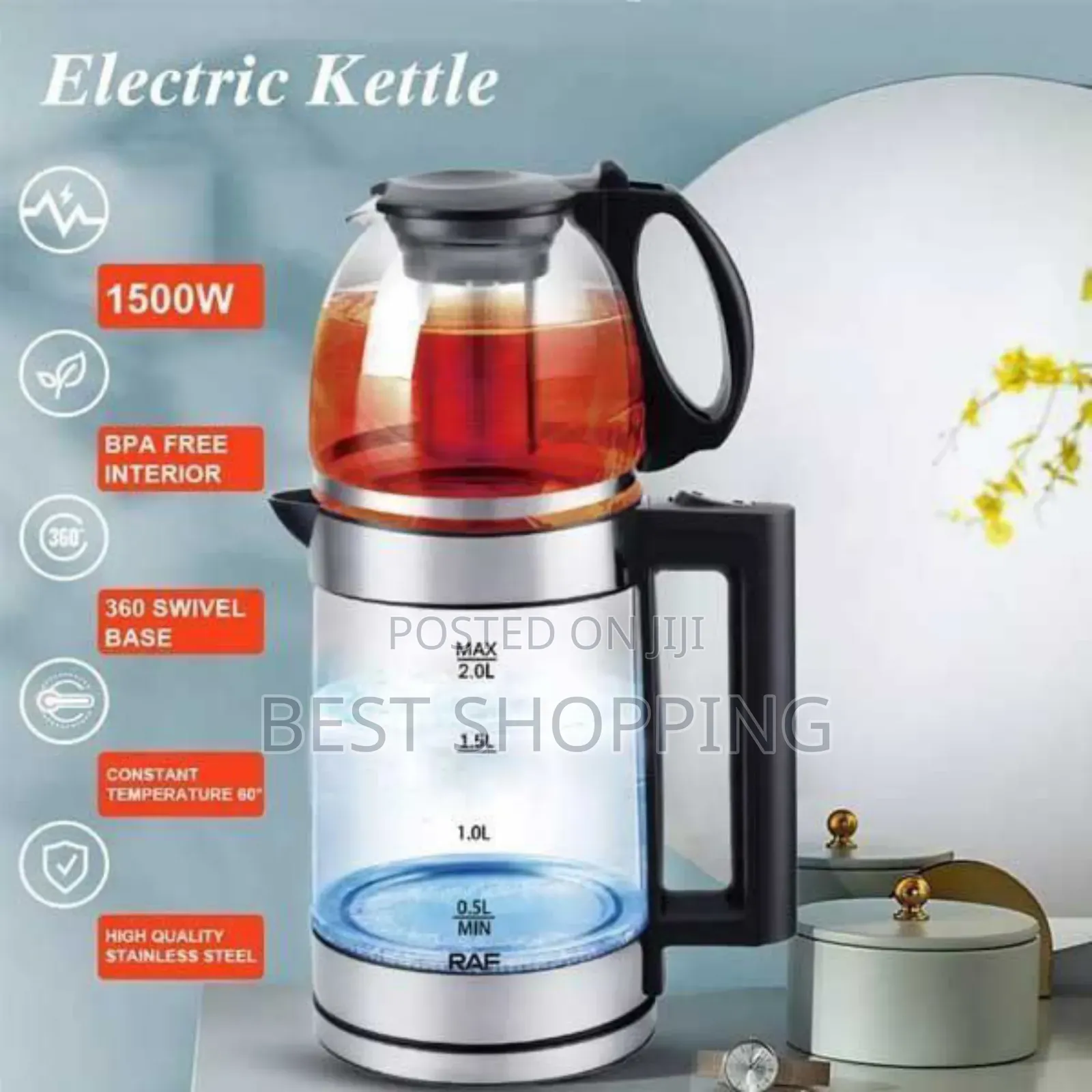 Crida 2 In 1 Kettle ቦይለር እና የሻይ ማፍያ