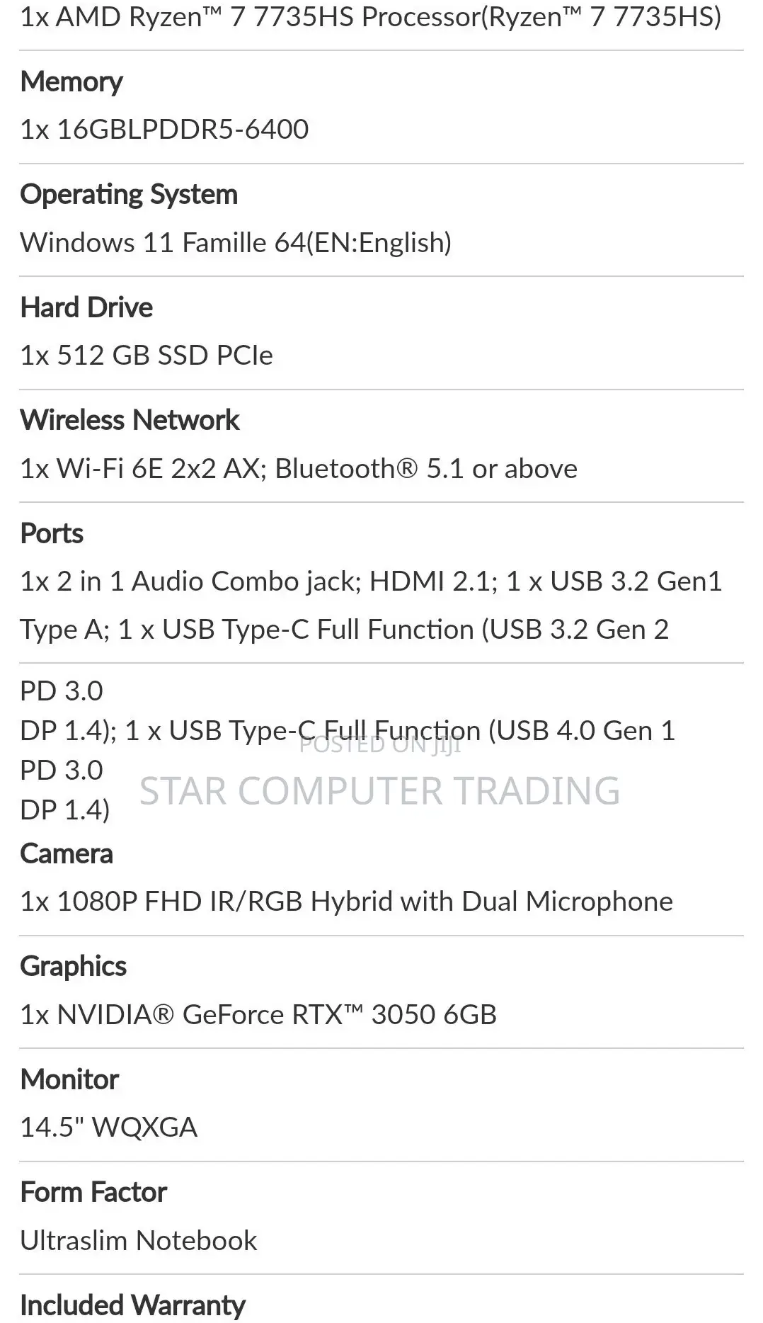 New Laptop Lenovo IdeaPad 720S 16GB AMD Ryzen 7 SSD 512GB