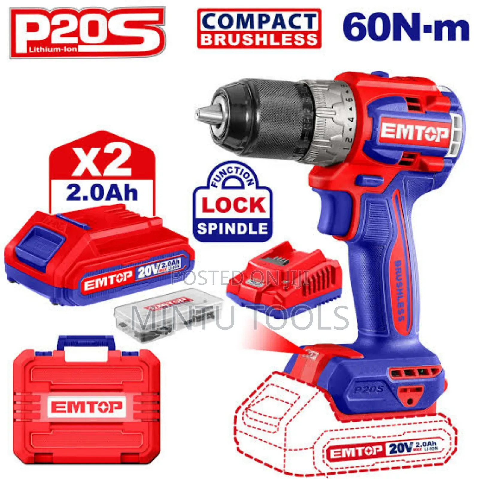 EMTOP Brushless Cordless Impact Drill
