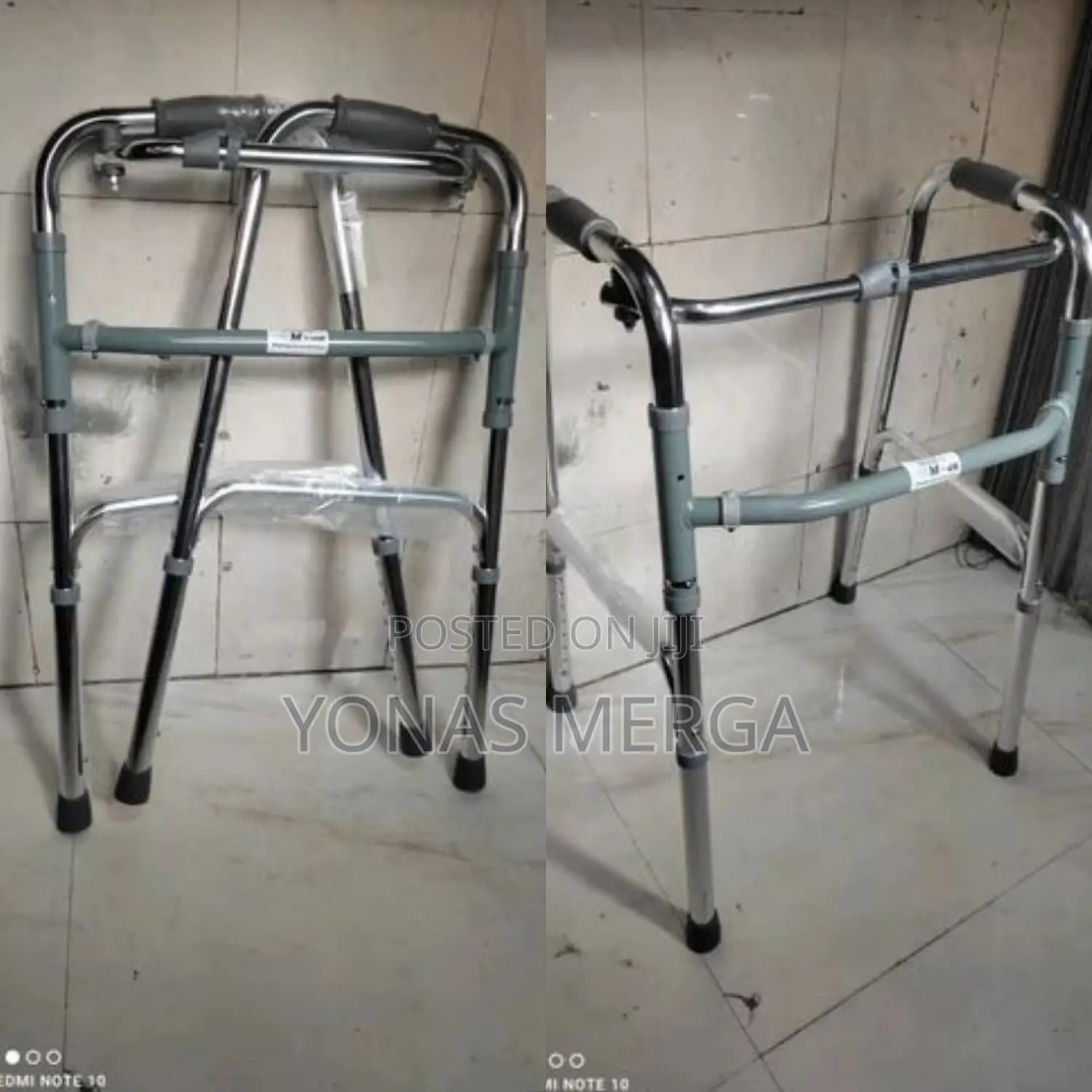 , Adjustable Silver Iron Hospital Movable Walker, 20 Inches