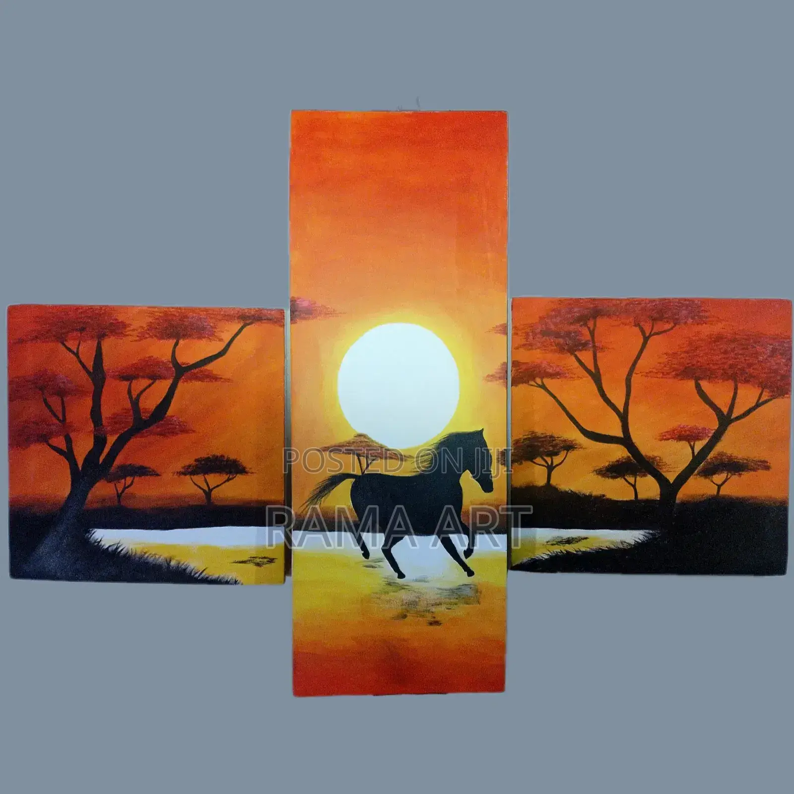 ስዕል Art (Triple Canvas Sunset Art)
