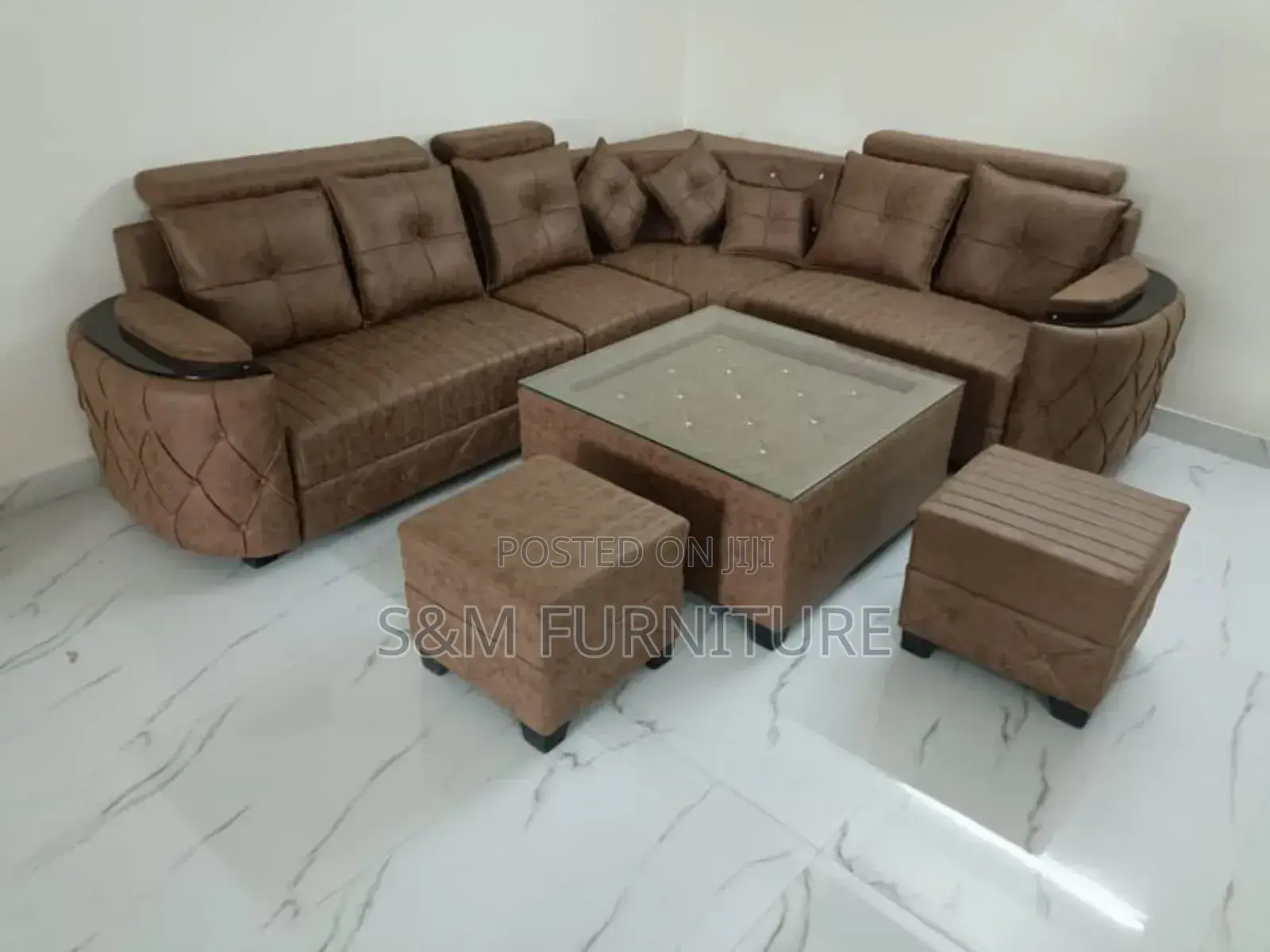 Exquisite L Shape Sofa Sets With Table and Two Boxes.