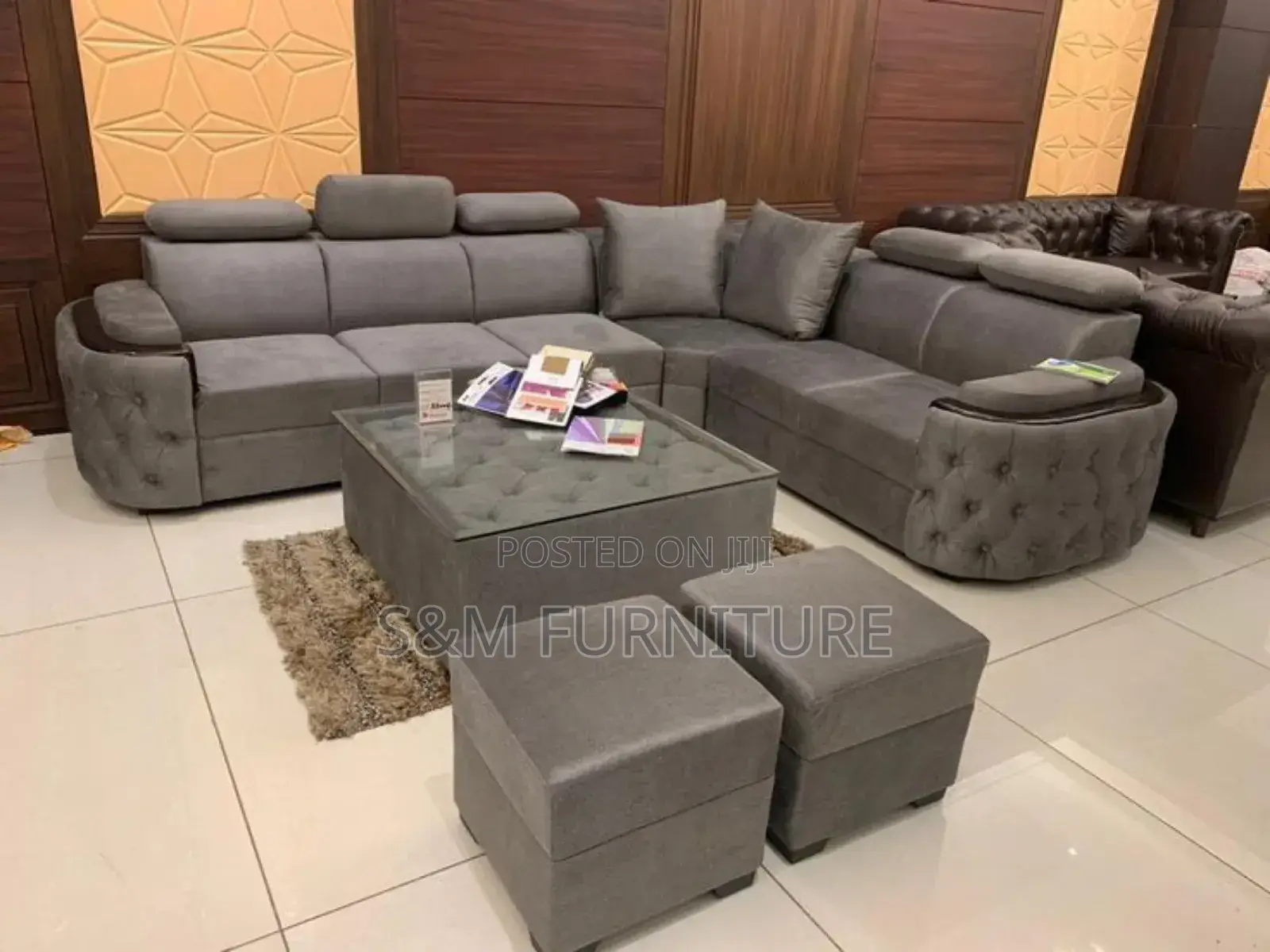 Exquisite L Shape Sofa Sets With Table and Two Boxes.