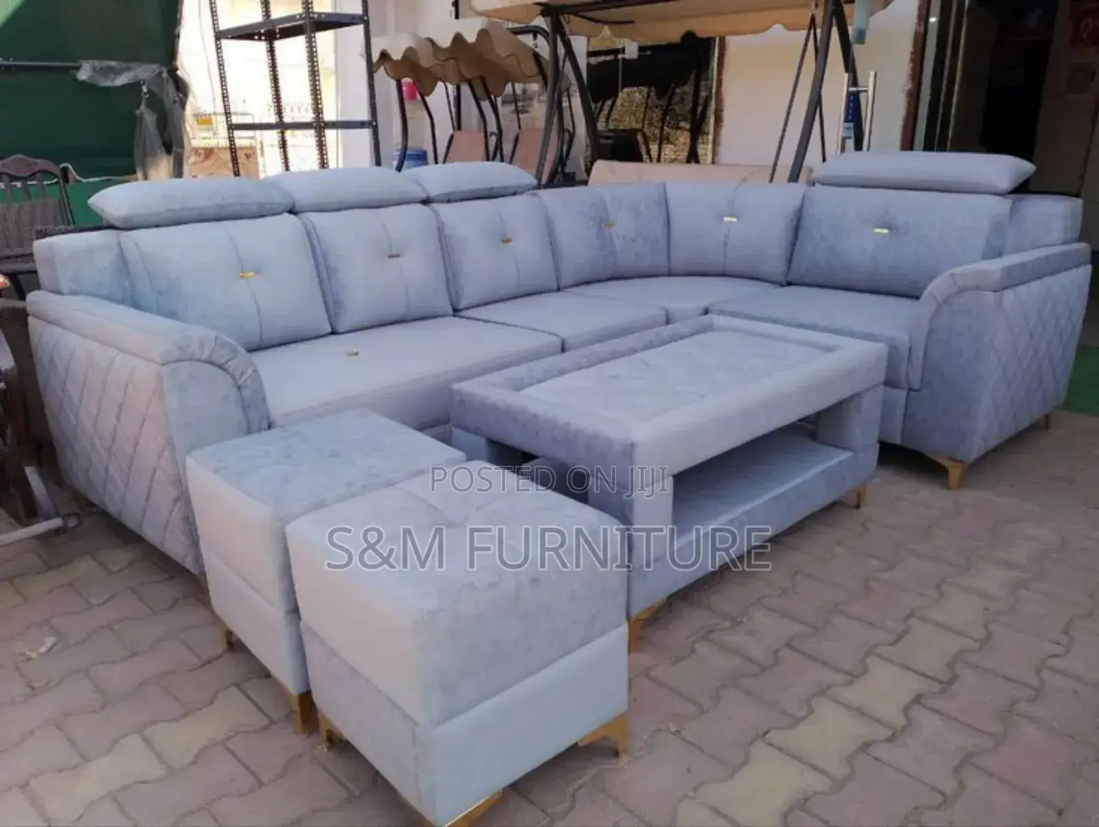 Astounding L Shape Sofa Set With Table and 2 Boxes.