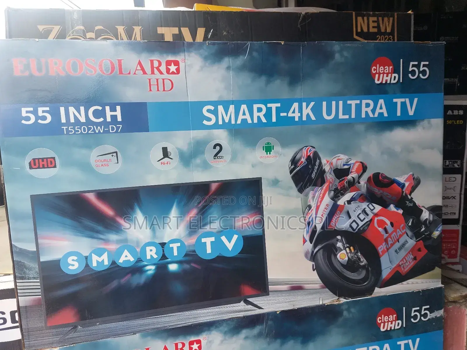 Eurosolar 55 Inch TV Double Glass Smart Uhd TV