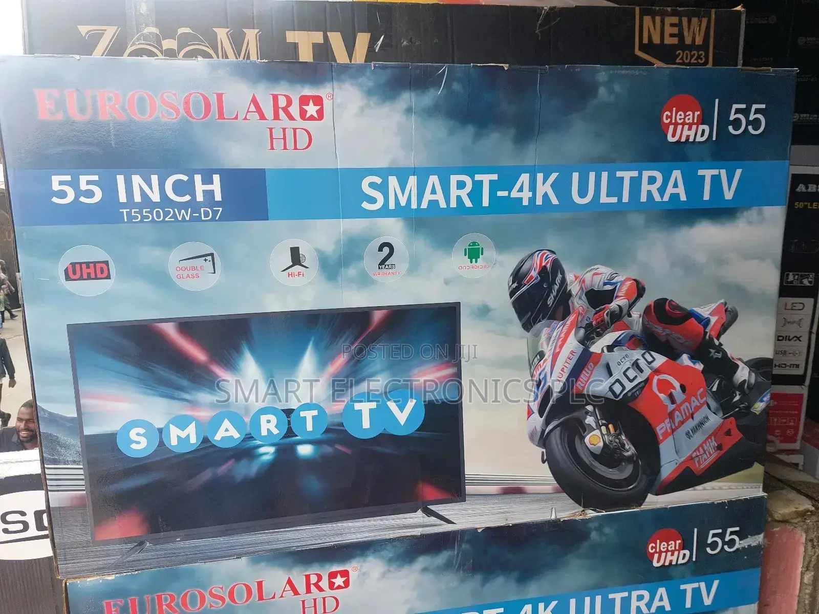 Eurosolar 55 Inch TV Double Glass Smart Uhd TV