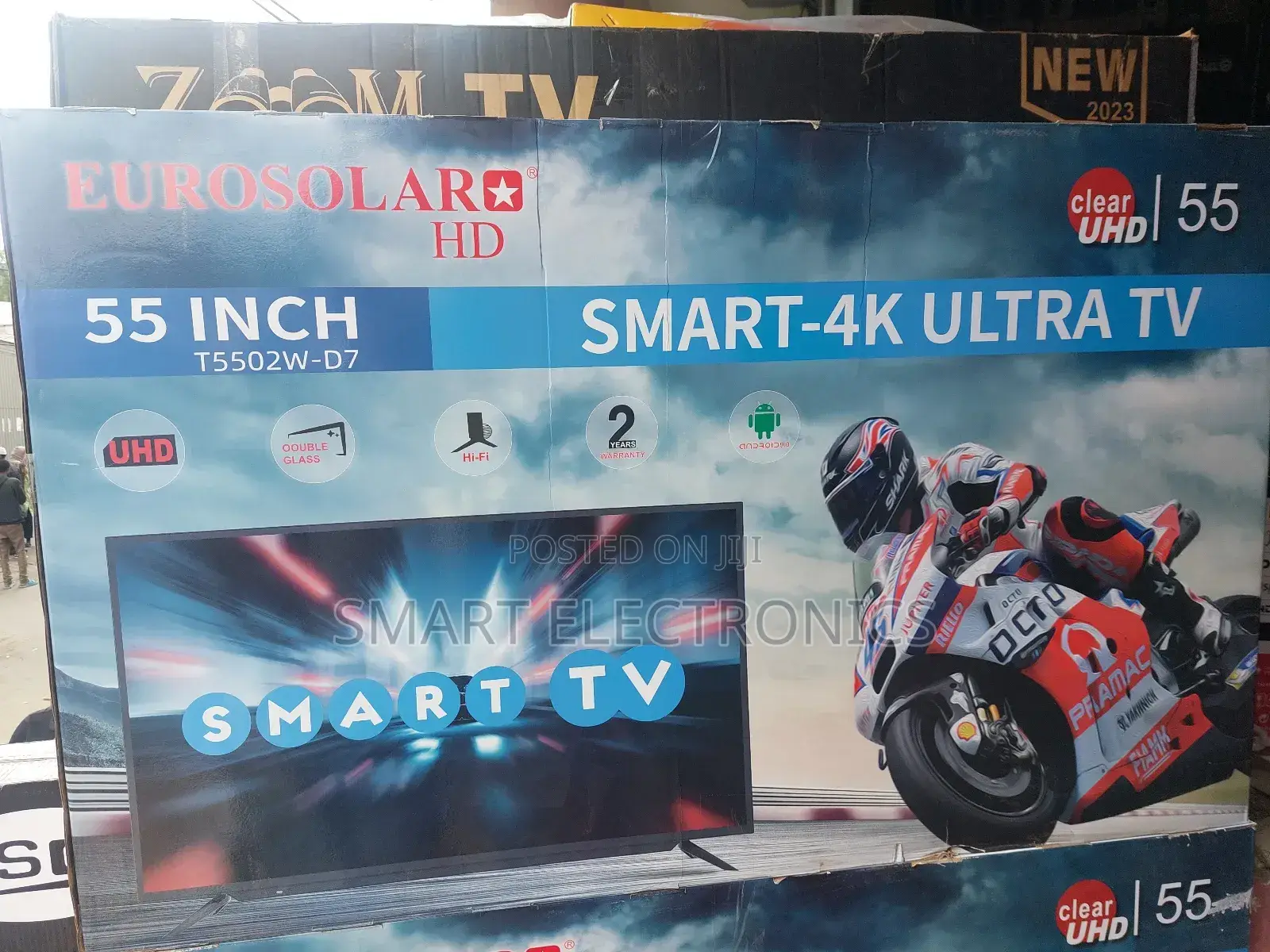 Eurosolar 55 Inch TV Double Glass Smart Uhd TV