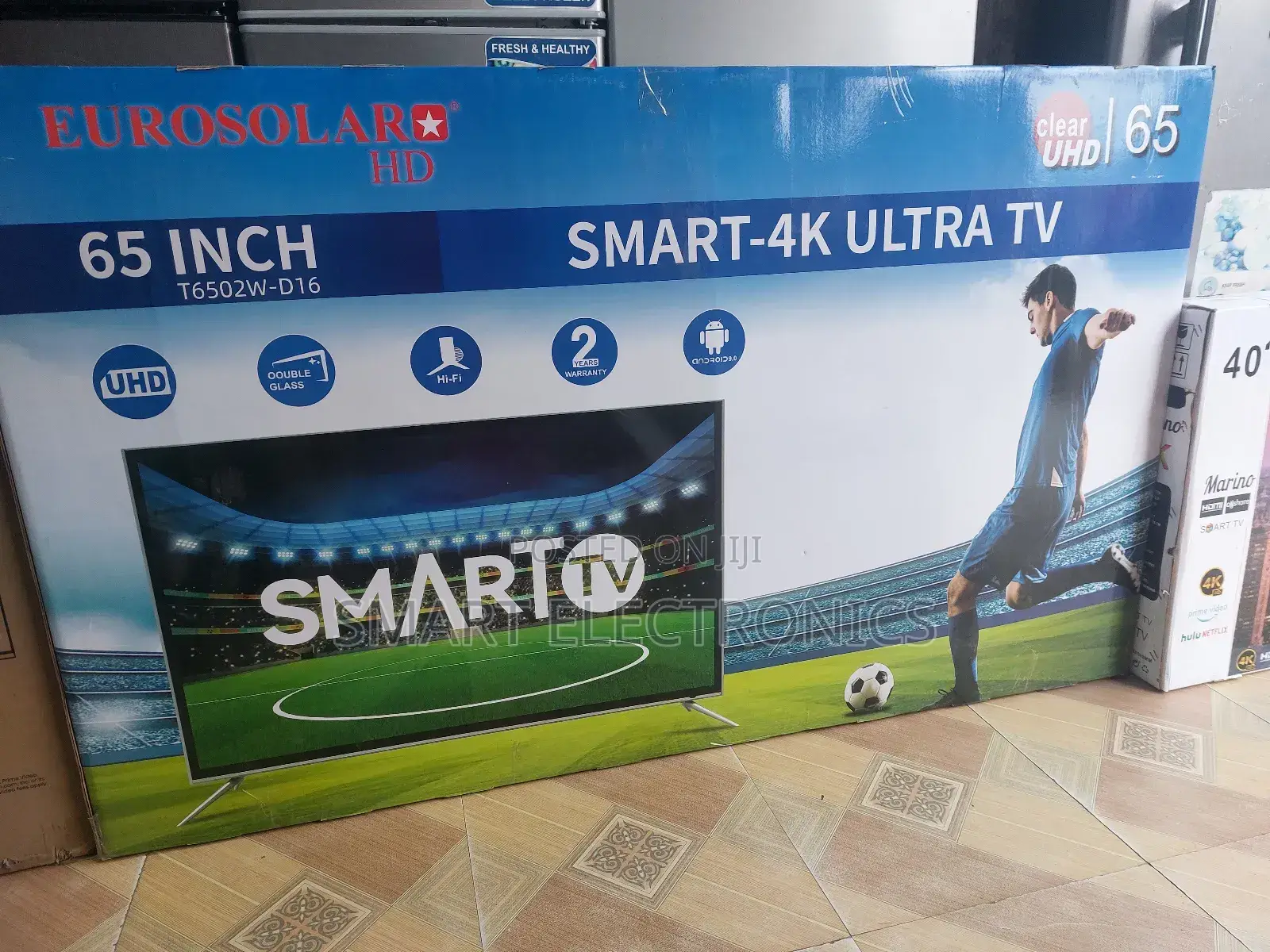 Eurosolar 65 Inch TV Double Glass Smart Uhd TV