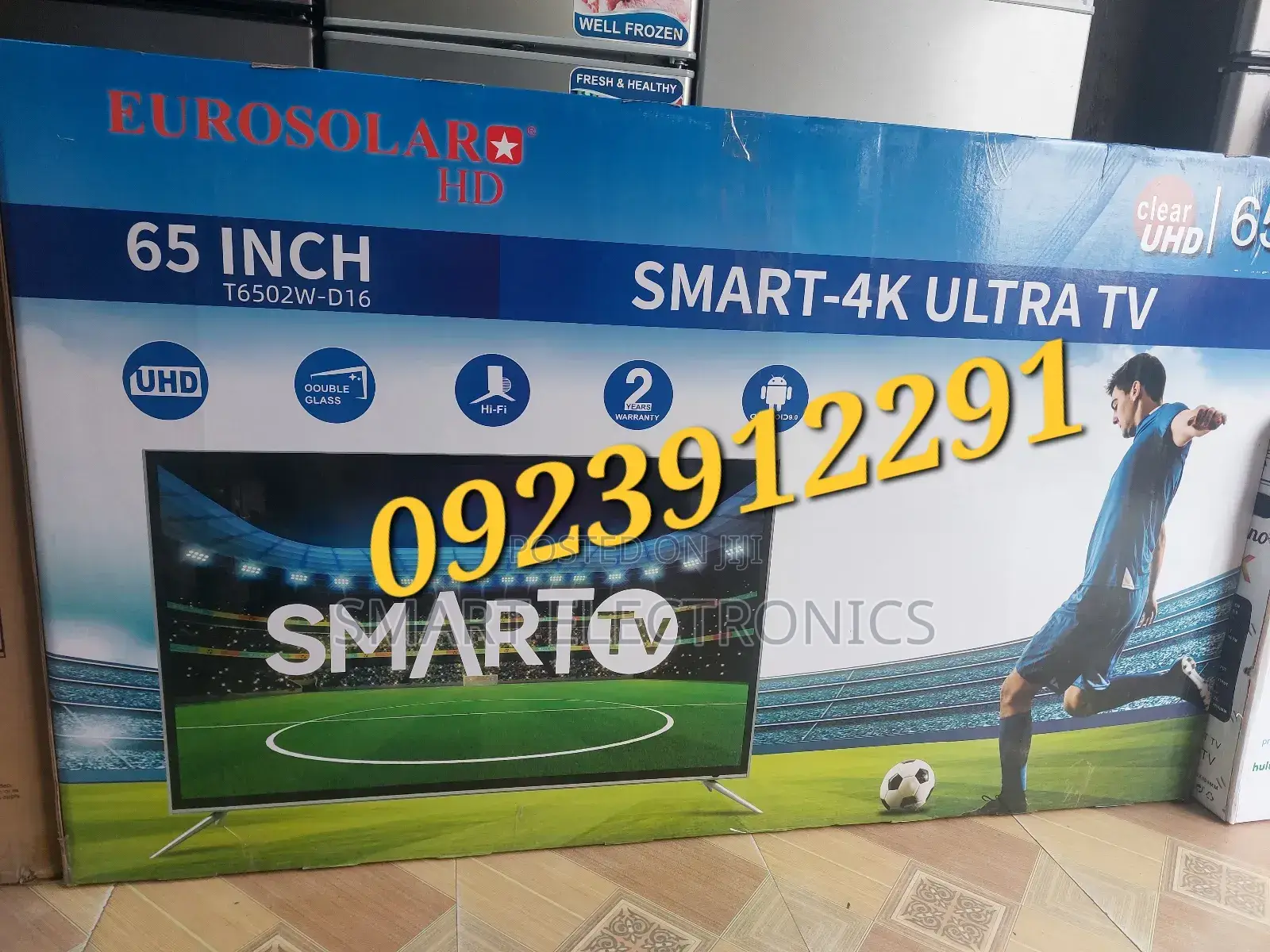 Eurosolar 65 Inch TV Double Glass Smart Uhd TV