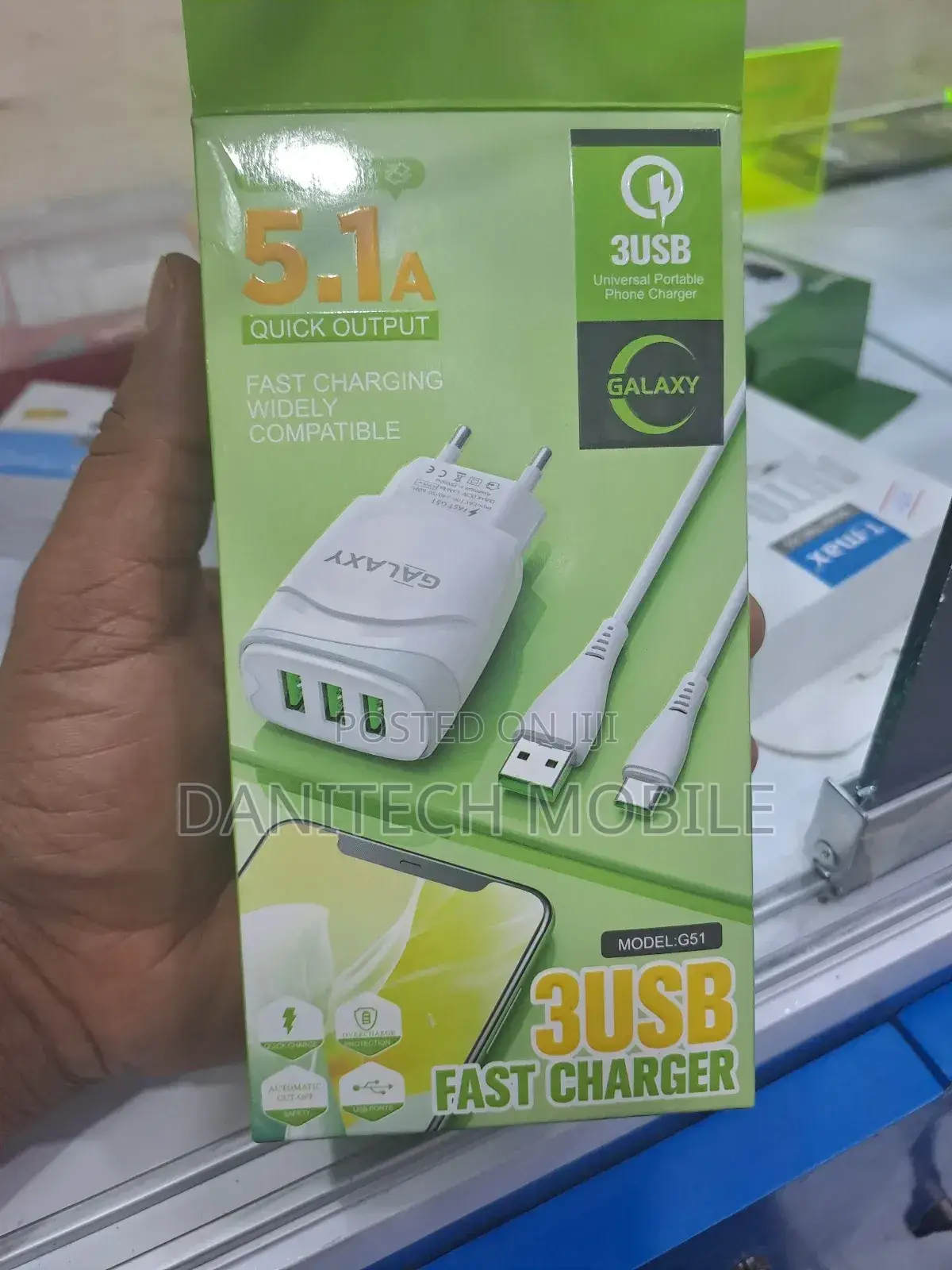 3USB Fast Charger - 5.1A, Type-C, for Galaxy Devices