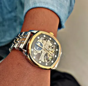 Photo - Cartier Large Two-Tone Black Automatic /Strap Watch