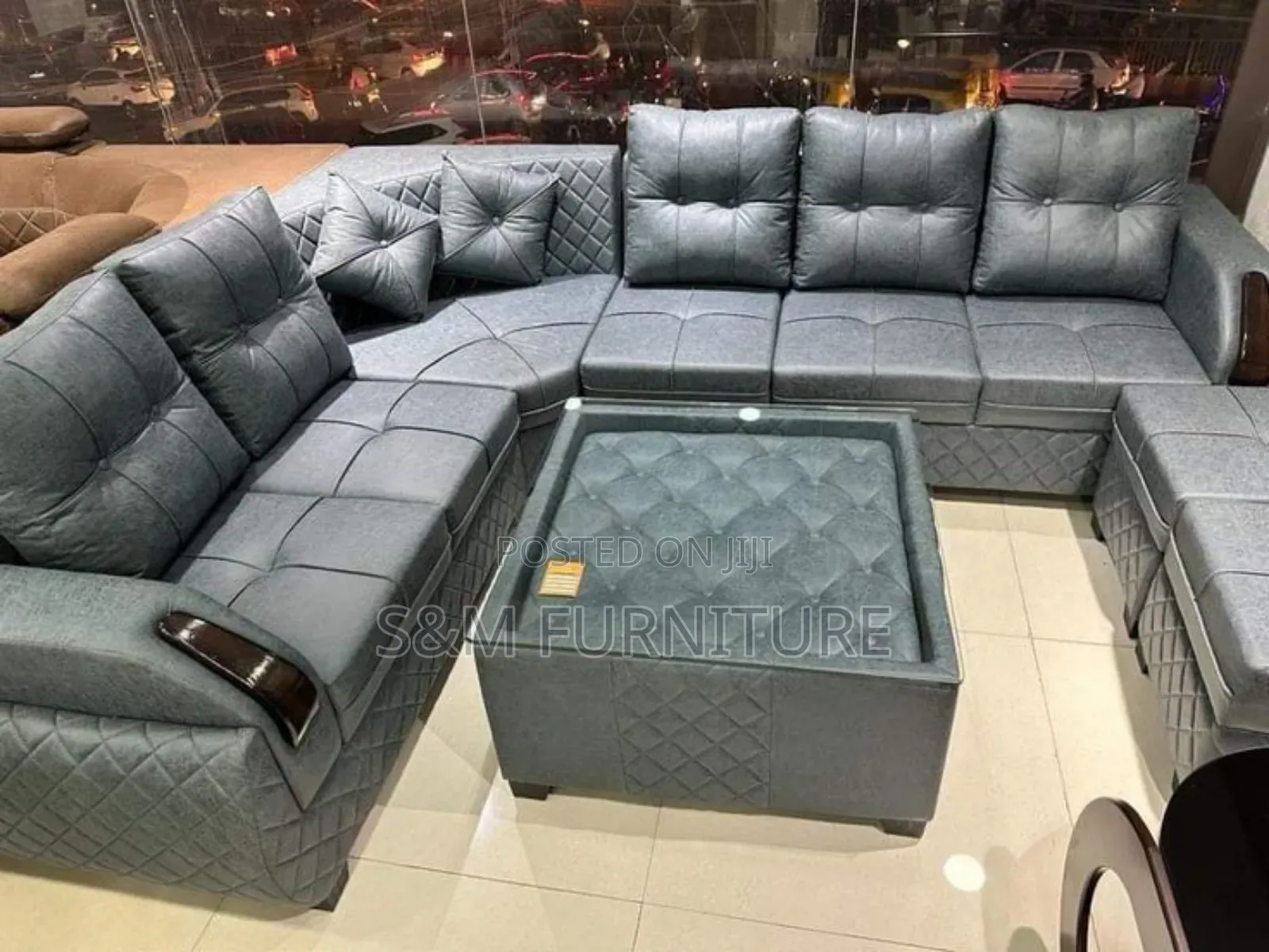 Fancy L Shape Sofa Set With Table and Two Boxes.